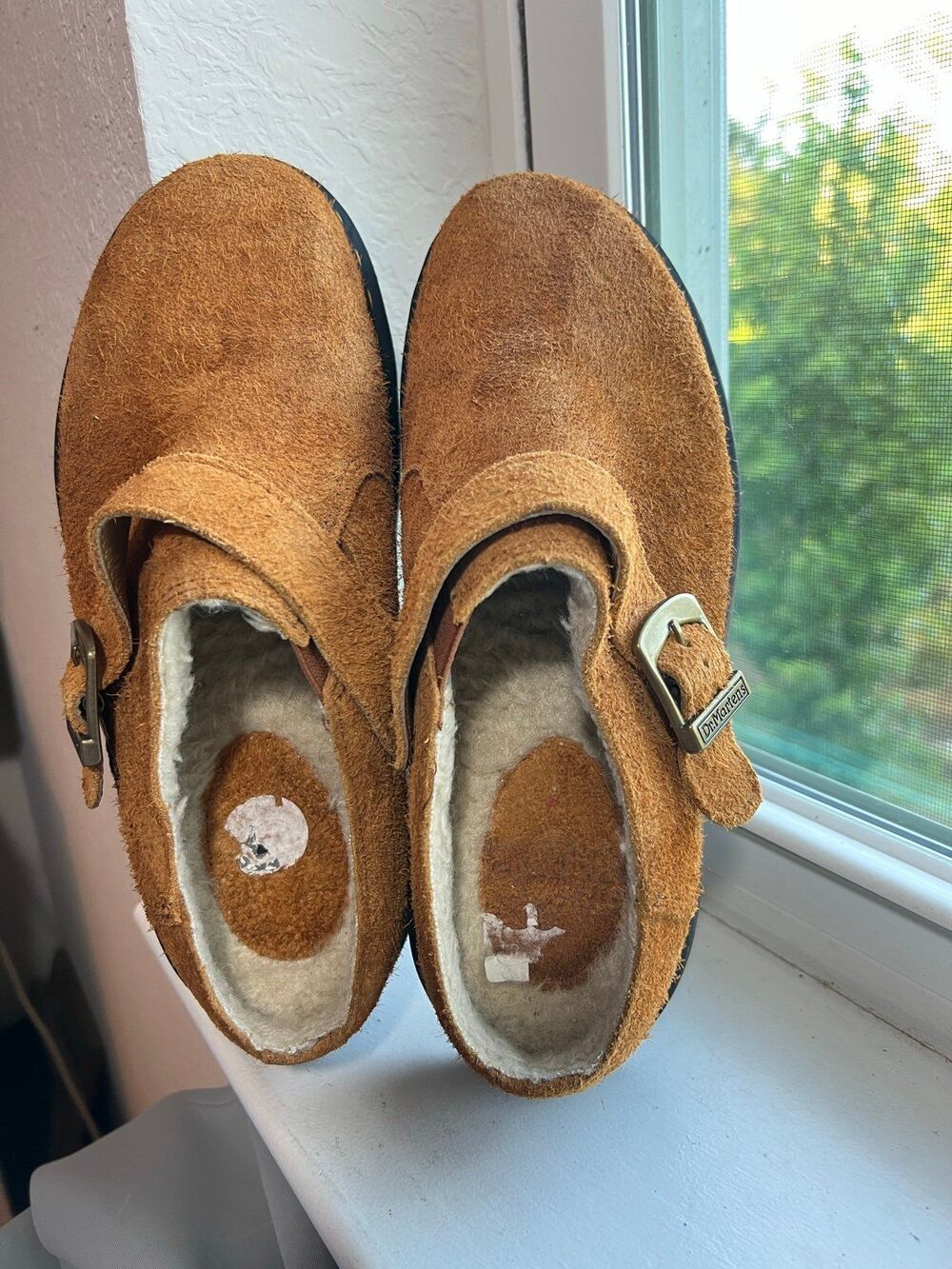 Dr. Doc Martens Isham Faux Shearling Brown Suede Mules Women’s Size 8 Men's 7 - Picture 8 of 12